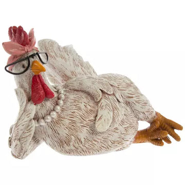 Hen With Glasses & Pearls farmhouse décor, . Great gift - Artisticspacedecor